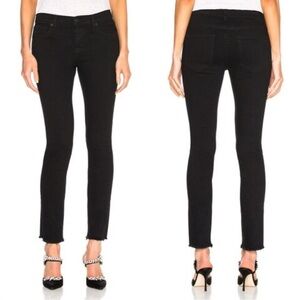 Nili Lotan Women’s Skinny Jeans Mid Rise Raw Frayed Hem in Noir Wash Size 26